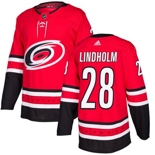 Adidas Carolina Hurricanes #28 Elias Lindholm Red Home Authentic Stitched Youth NHL Jersey